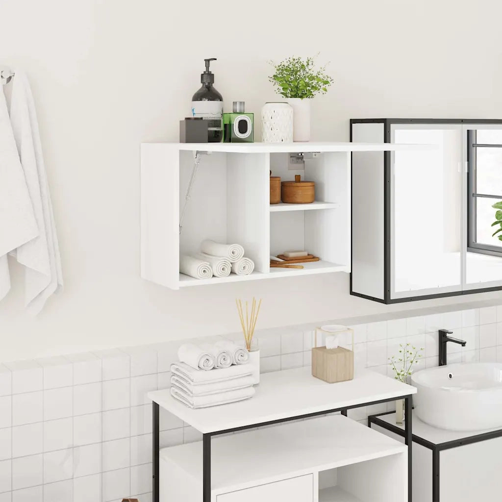 Mobile da Bagno a Parete Bianco 60x25x40cm in Legno Multistrato