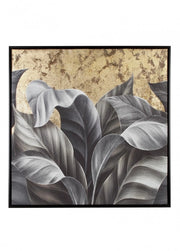 Quadro con Cornice 82,6x4,3x82,6 cm Foglie in Tela