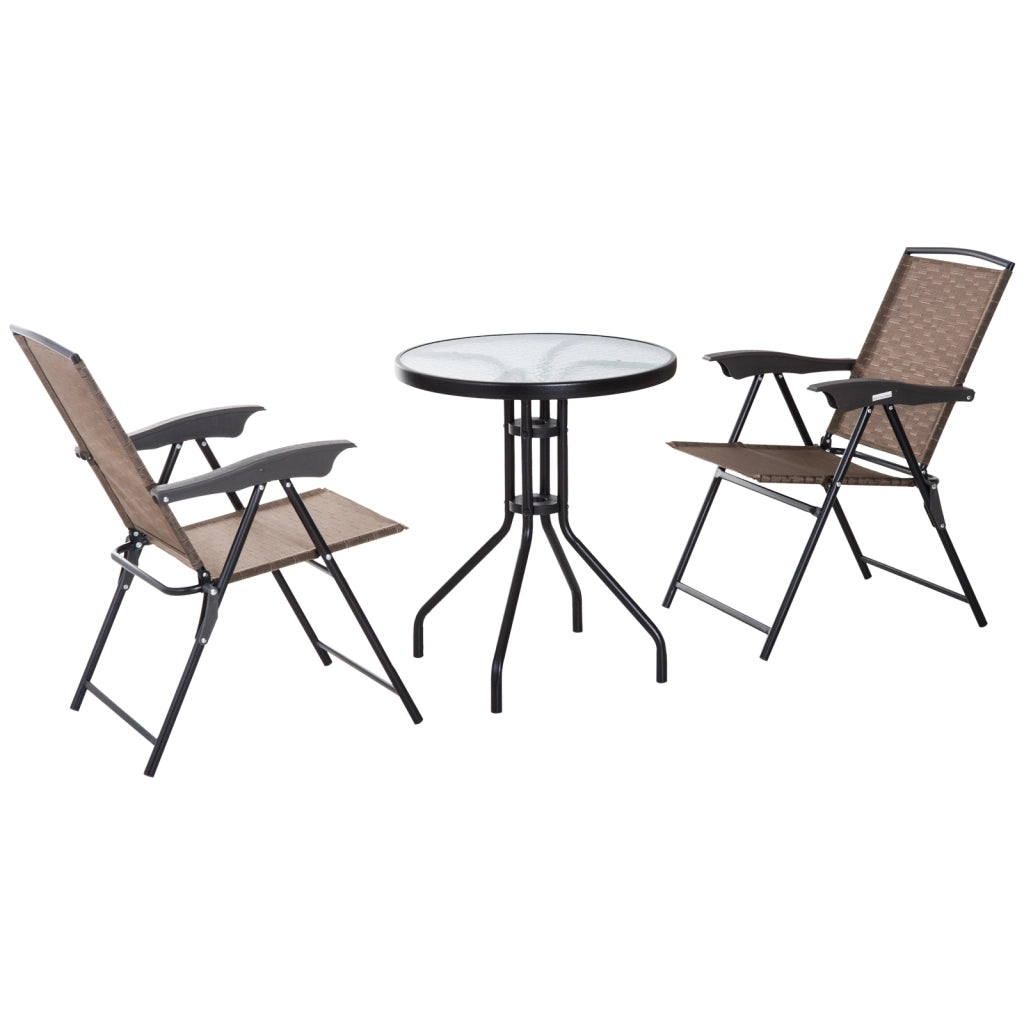 Set Giardino con Sedie Pieghevoli e Tavolo ¨C zephmum ¨C 3 Pezzi, Grigio Chiaro, Acciaio, Textilene