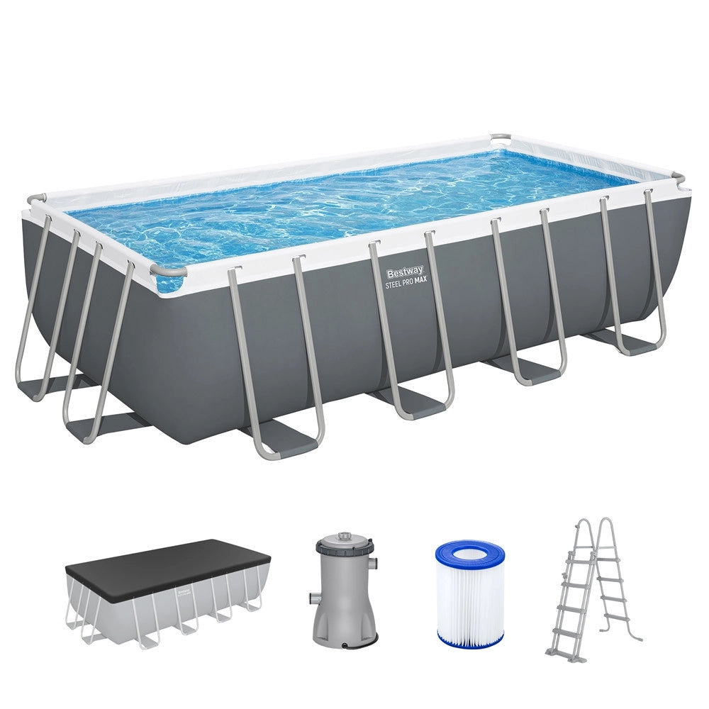 Trade Shop - Piscina Fuori Terra Rettangolare Steel Pro Max Con Struttura Pompa Filtro 488x244x122cm 56670 -