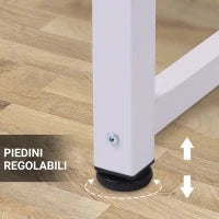 Scrivania Moderna per Computer con Gambe Regolabili e Struttura in MDF e Metallo, Tavolo da Pranzo 120x60x76 cm, Bianco e color Legno