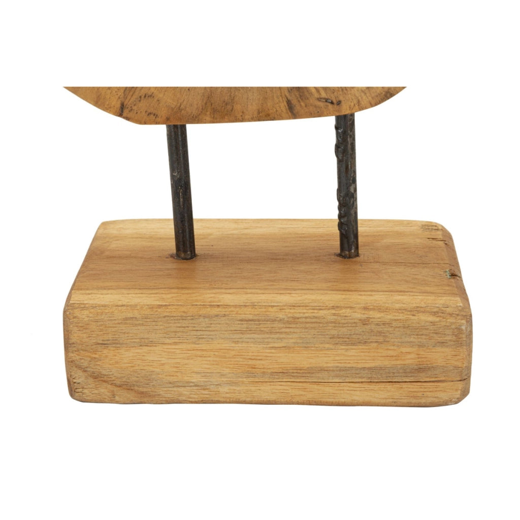 Scultura Cuore 7, Marrone, Legno, 28x10x38 cm
