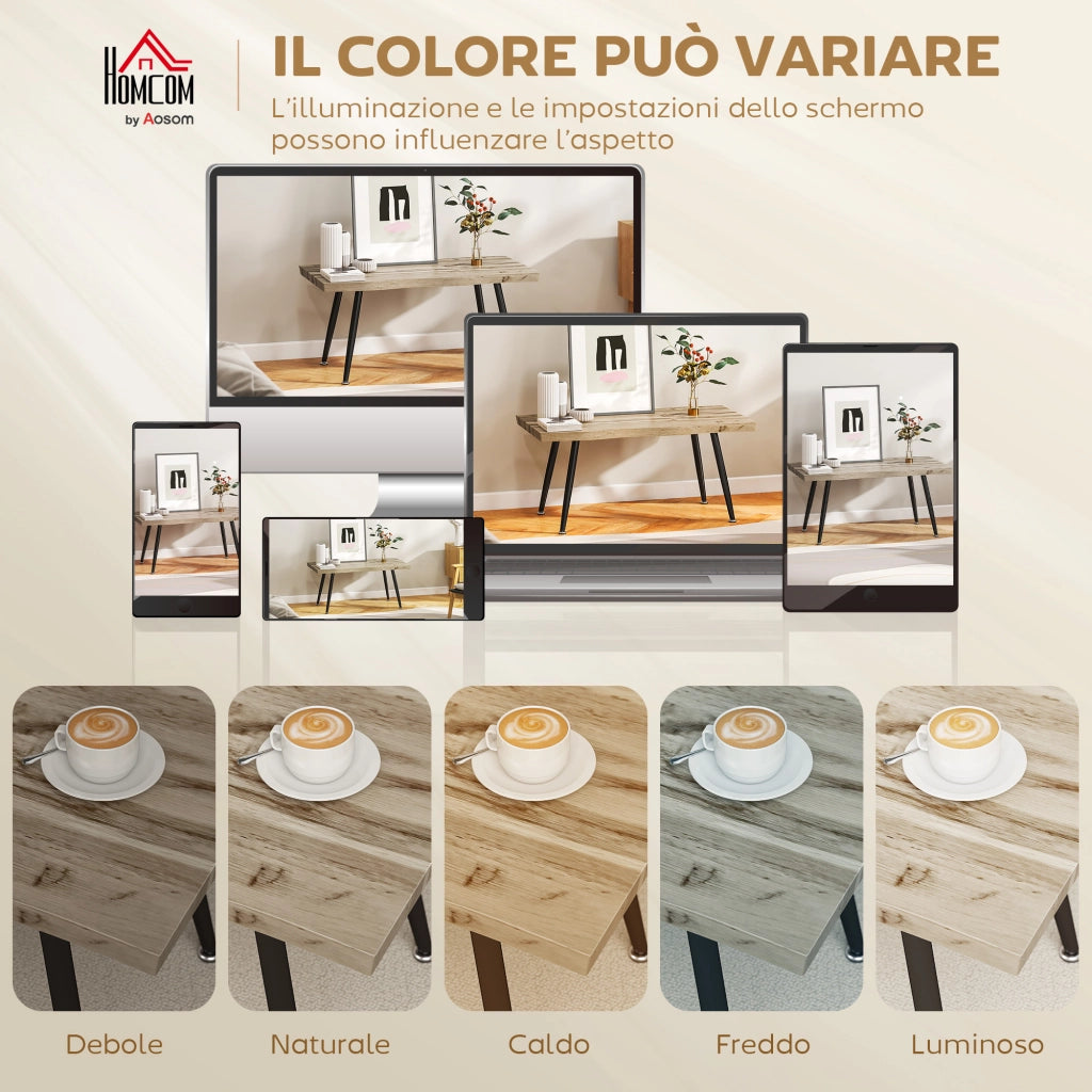 Tavolino da Caffè Stile Nordico 100x50x45 cm con Piedini Regolabili in Legno e Acciaio Nero e Rovere