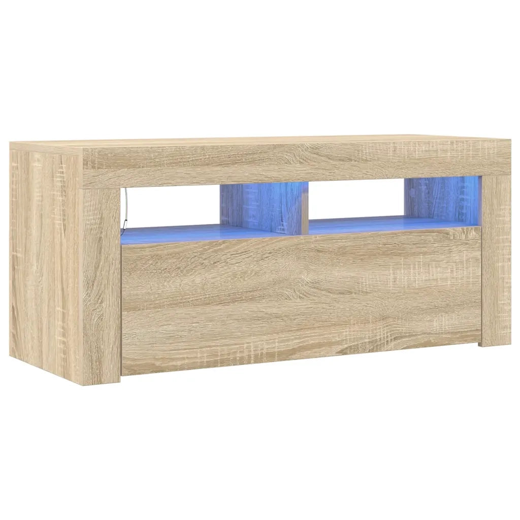 Mobile Porta TV con Luci LED Rovere Sonoma 90x35x40 cm 804322