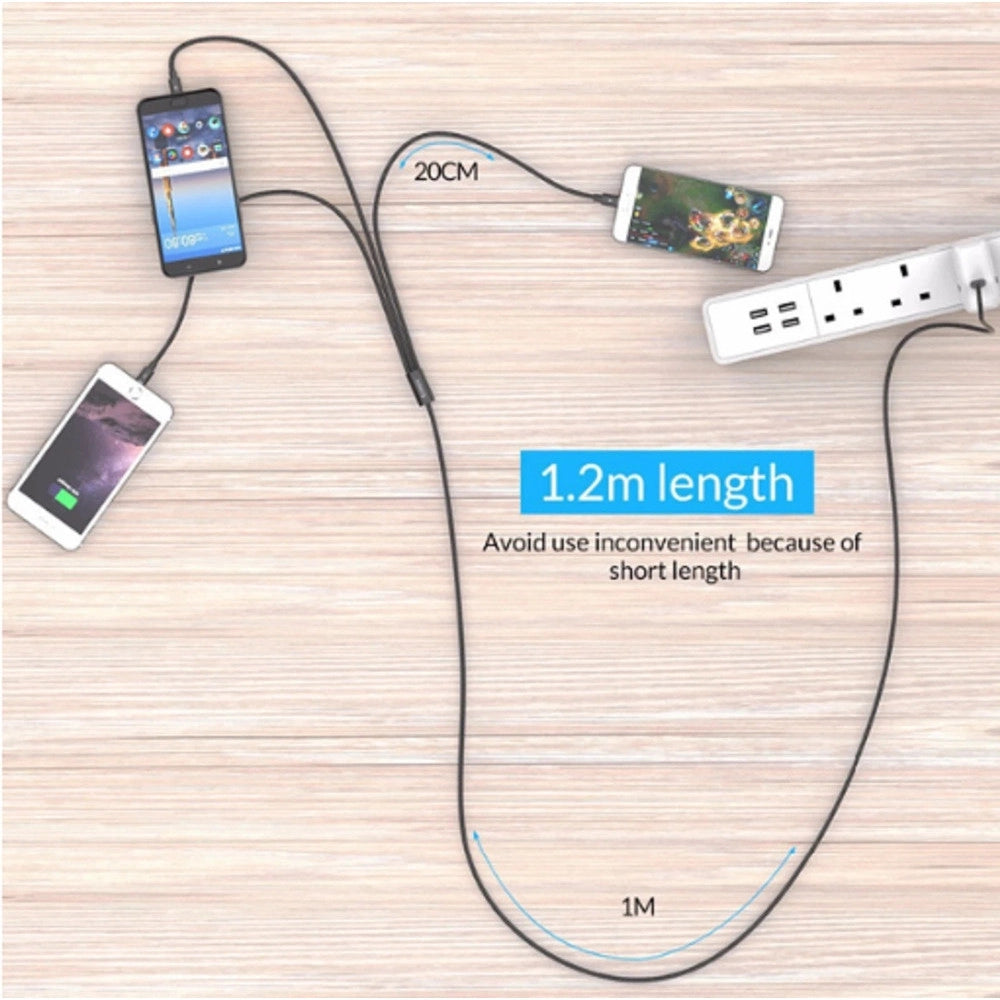 Trade Shop - Cavo Dati 3in1 Ricarica Rapida 5.1a Da Usb A Micro Usb Type-c Lightning Da 1,2mt Q-sj665 -