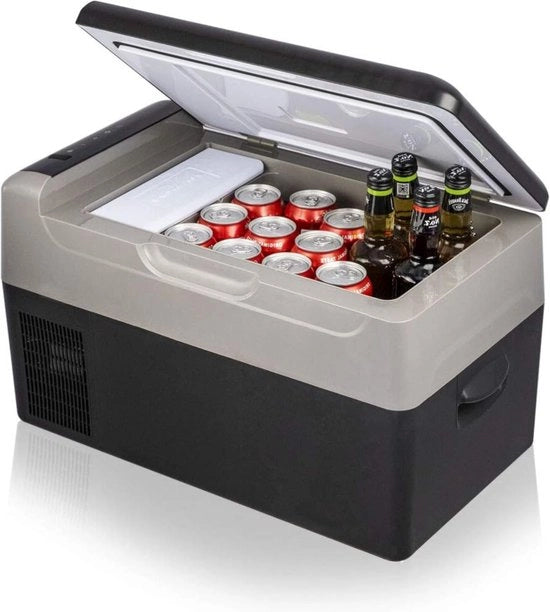 Cassa di Raffreddamento Elettrica Auto e Campeggio – -20°C a 20°C - Cassa di Raffreddamento Elettrica con Funzione di Riscaldamento – 22L - Cassa di Raffreddamento Elettrica 12V 230V - Grigio