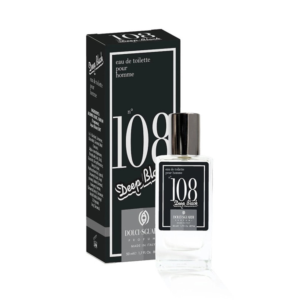 Trade Shop - Profumo Corpo Eau De Toilette Uomo N°108 Deep Black 50ml Fragranza Intenso Misterioso 009128 -