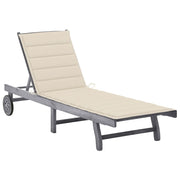 Sdraio da Giardino Grigia con Cuscino in Massello di Acacia cod mxl 72119