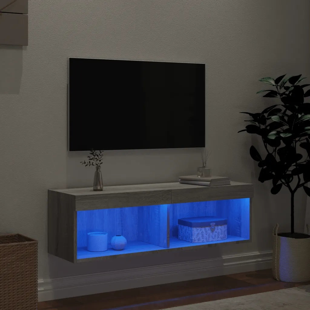 Mobile Porta TV con Luci LED-Mobile per TV-Credenza TV Grigio Sonoma 100x30x30 cm