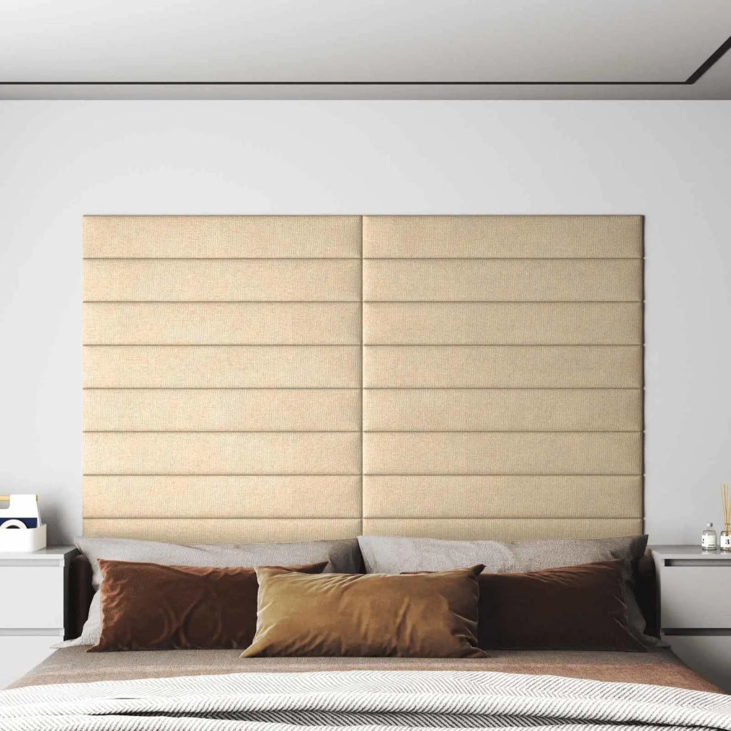 Testiera | Testata da Parete 12 pcs Crema 90 x 15 cm Tessuto