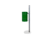 Cestino Milano Verniciato RAL 6002 Giochipark acciaio zincato Ø28x45h 28lt - Attacco per palo - Filo pavimento