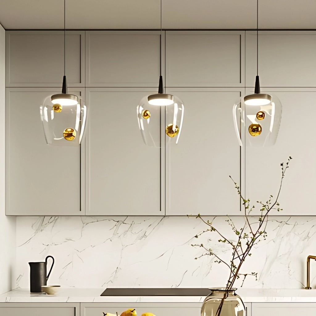 Zafferano Lampada a sospensione Bilia 230V LED 8W 2700K Vetro Borosilicato Soffiato a bocca colore Nero e Bronzo diametro 18cm design moderno