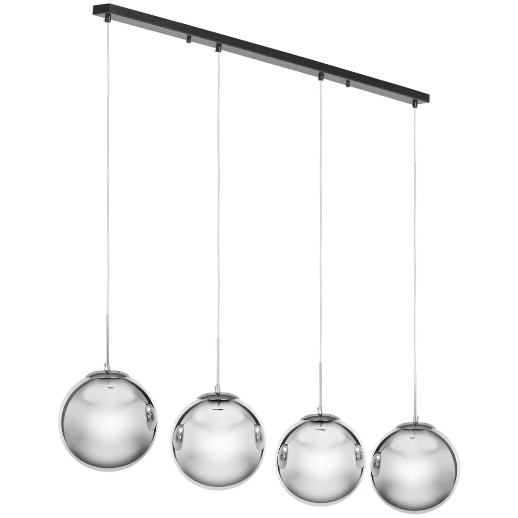 Plafoniera con 4 lampadine in vetro fumé vetro in ferro nero e grigio scuro 14_0009527