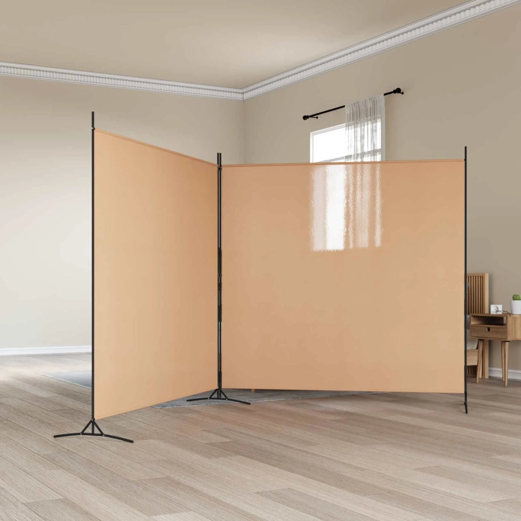Divider Stanza | Paravento | Divisorio Ambienti a 2 Pannelli Beige 348 x 180 cm Tessuto