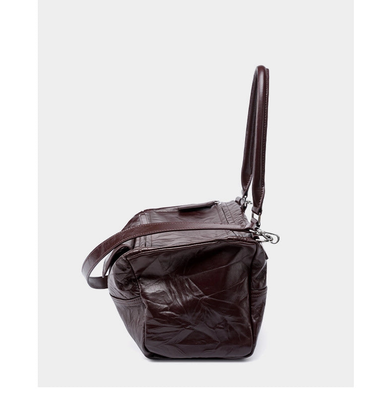 Borsa a tracolla da donna in vera pelle marrone