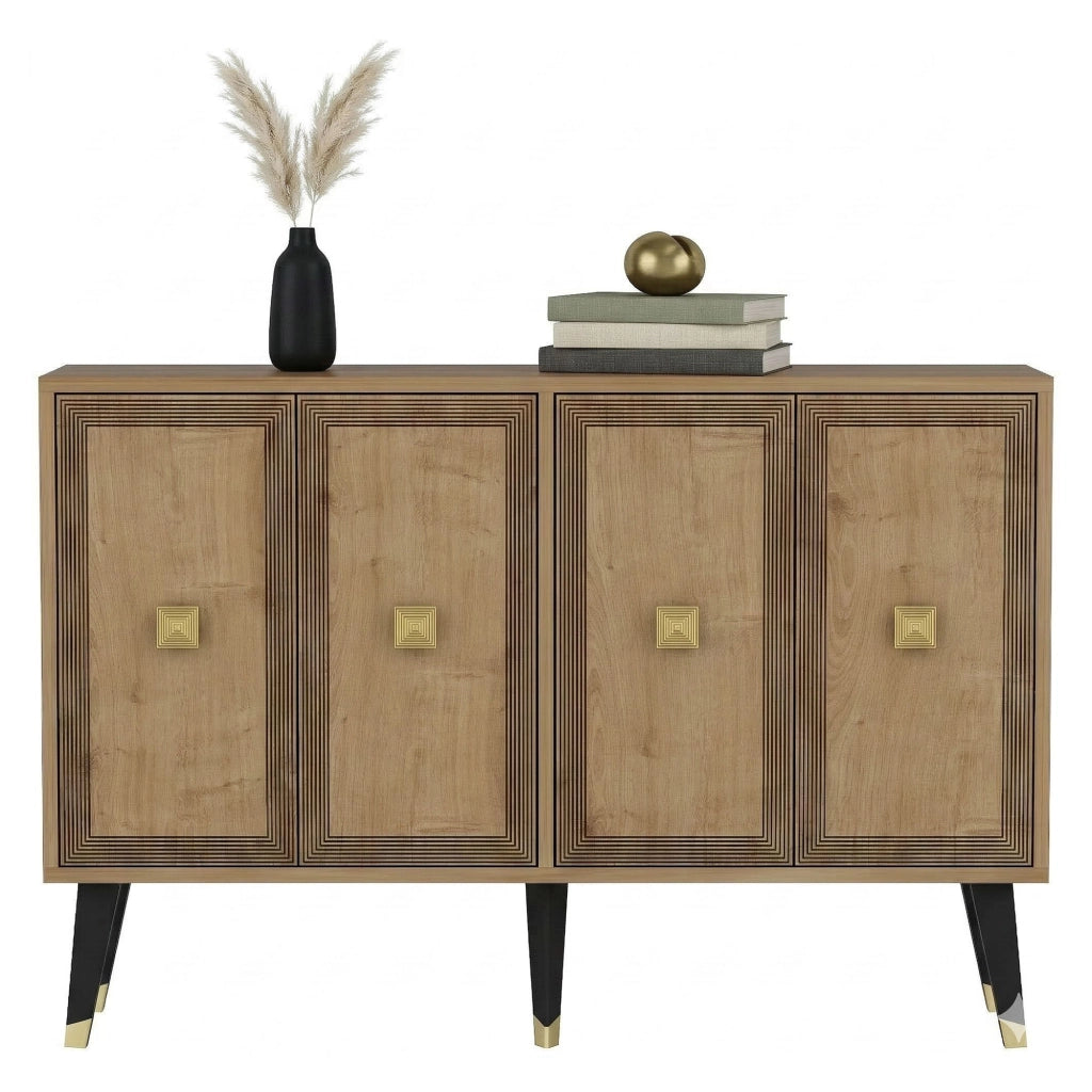 Madia Luino, Credenza 2 Ripiani, 120x30x80h cm Marrone Rovere