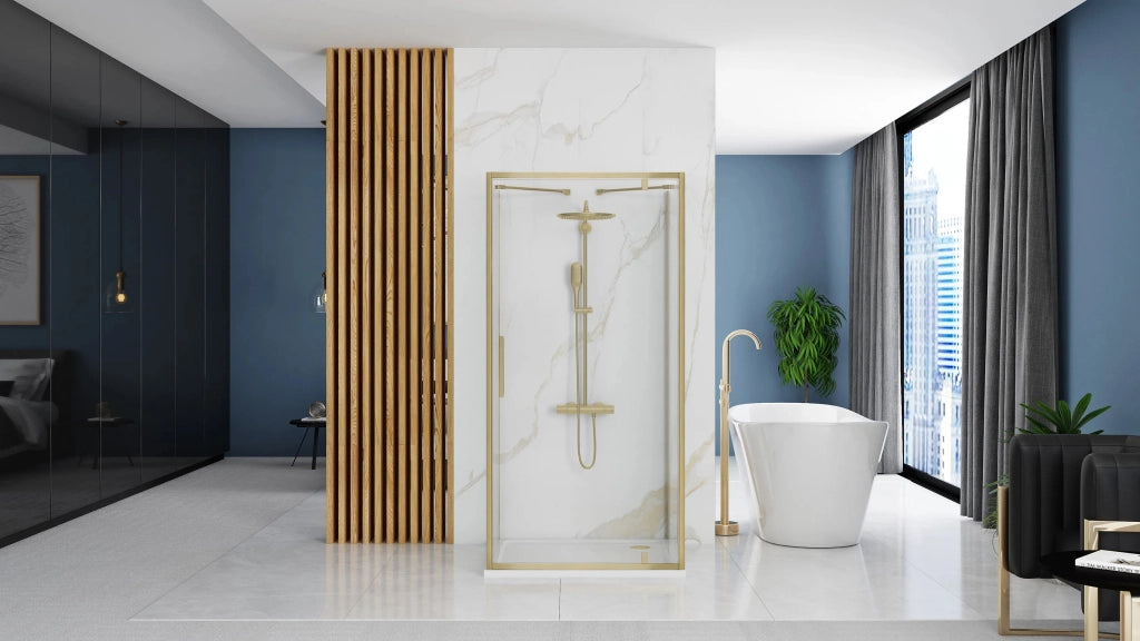 Cabina Doccia Ad Angolo Rapid Swing Brush Gold 100x100