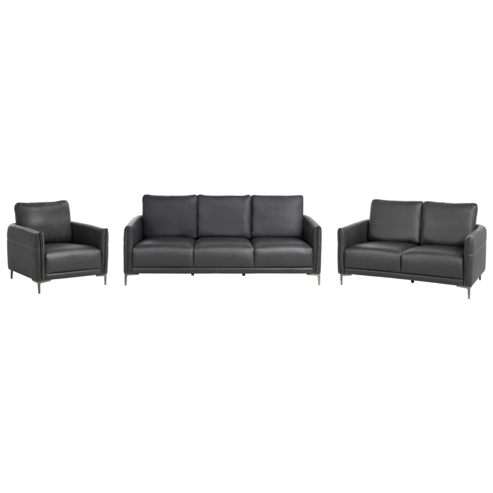 Set da soggiorno 6 posti nero imbottito in tessuto con gambe in metallo stile moderno minimalista
