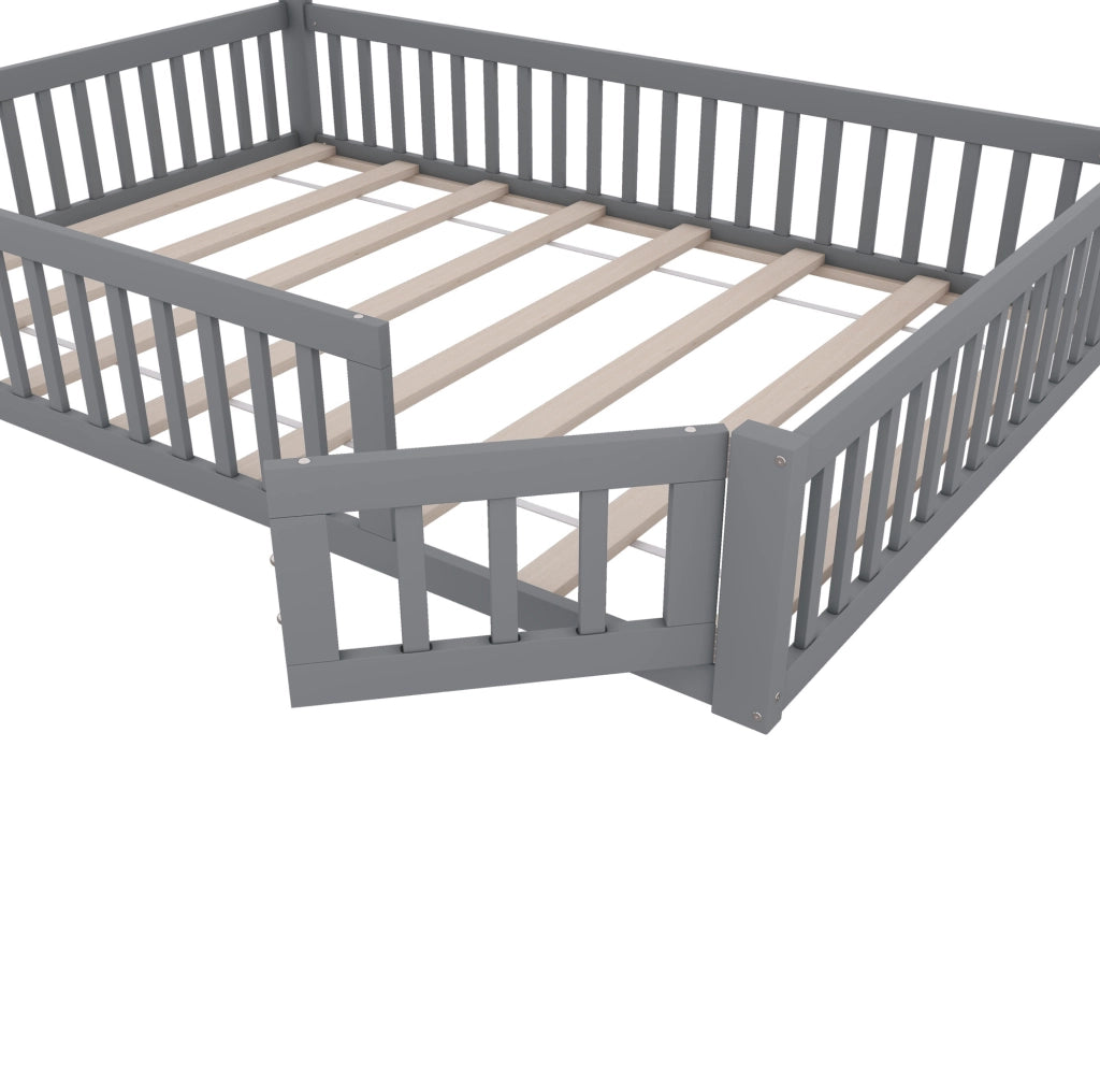 Letto per bambini 140x200 cm camino creativo; pino e MDF; grigio (Senza materasso)