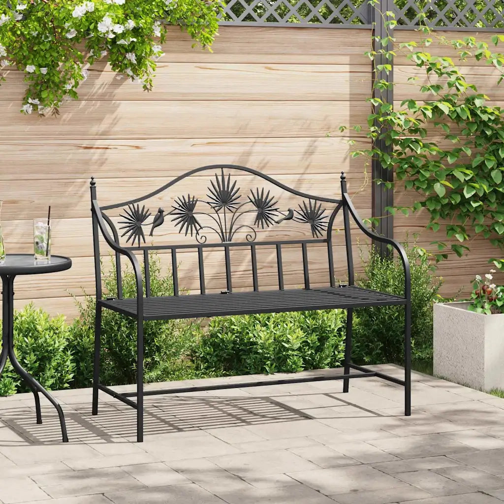 Panchina da Giardino | Panca da Giardino Nero 104 x 52,5 x 89 cm Acciaio
