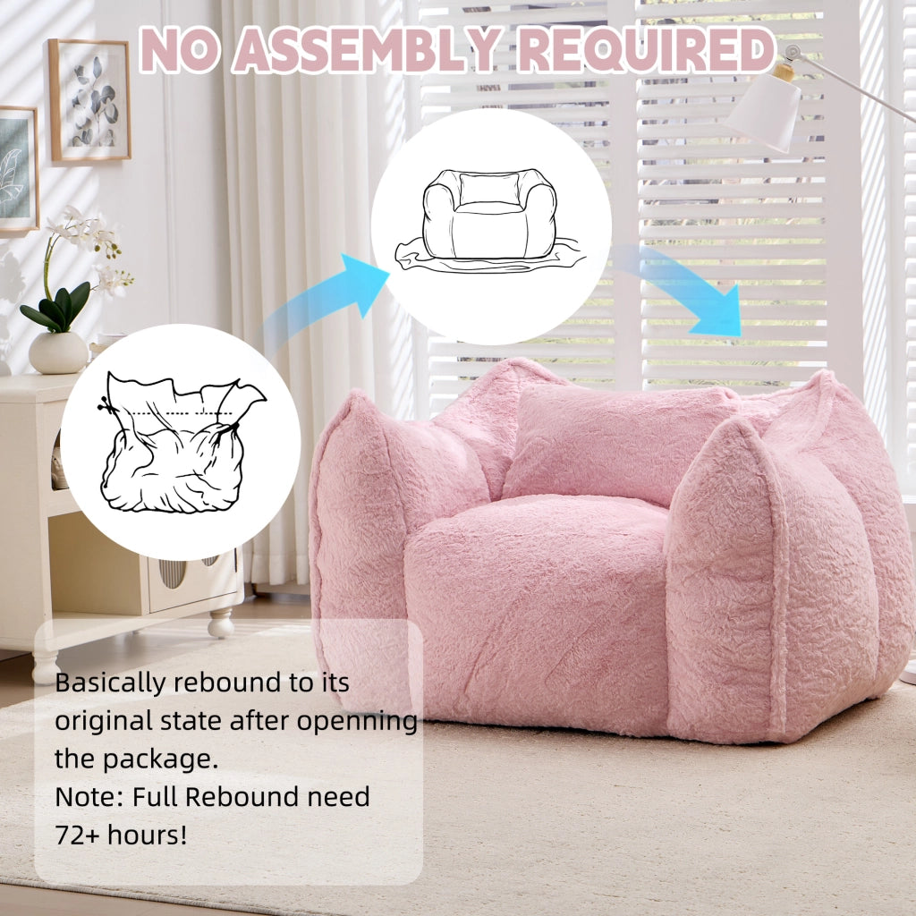 Poltrona Sacco Gigante ¨C Xylo ¨C Pelliccia Sintetica Rosa con Cuscino