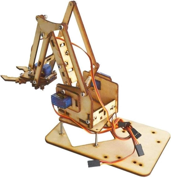 Kit di costruzione robotica a 4 gradi di libertà con braccio meccanico in legno, servo SG90 per Arduino e Raspberry Pi, SNAM1500