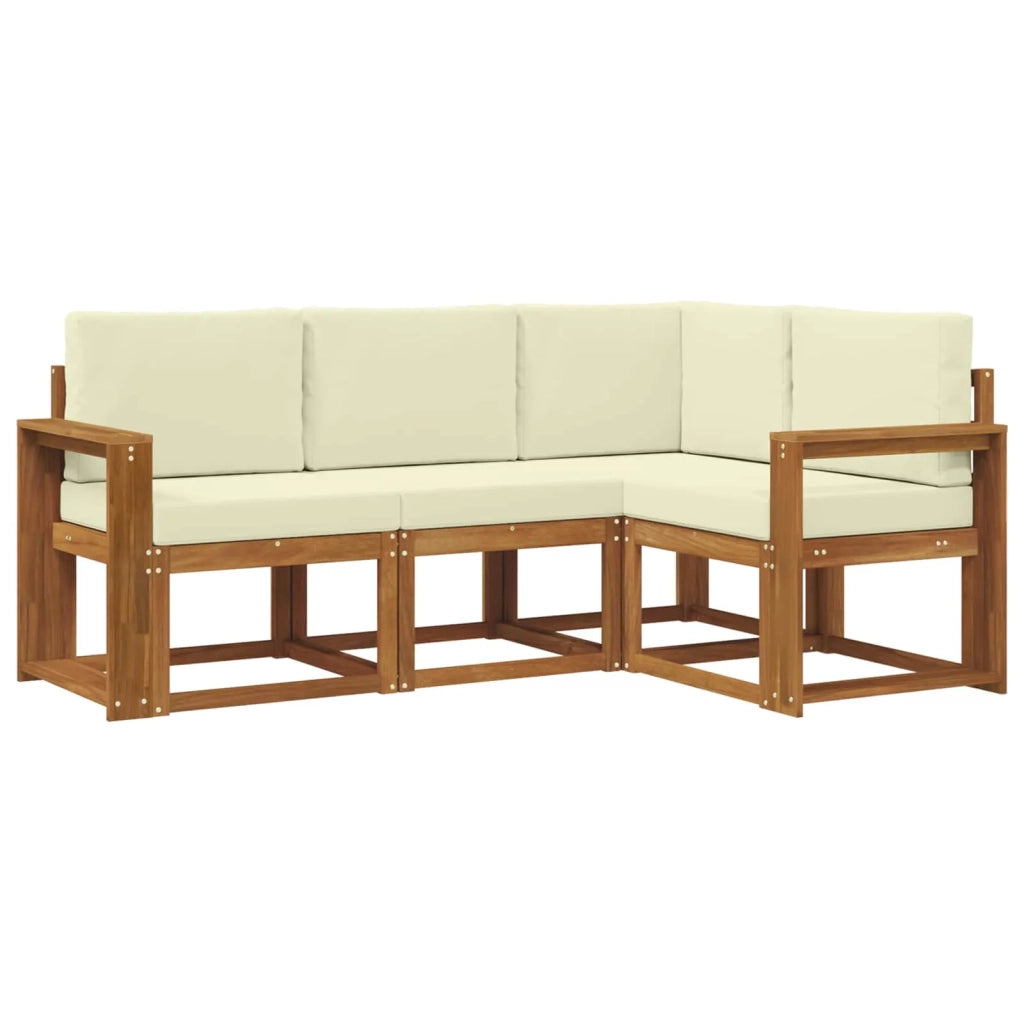 Set di divani da esterno con cuscino 4 pcs Naturale e Crema