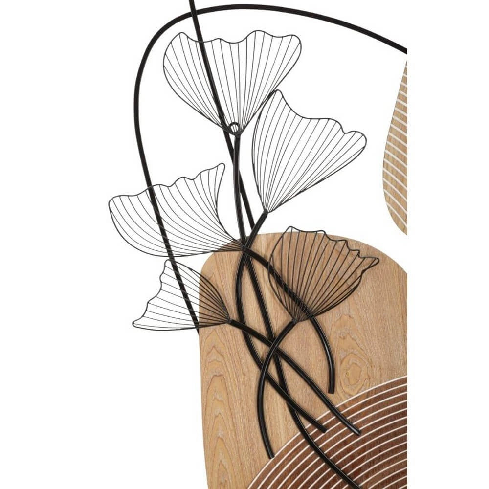 Pannello Decorativo 3D da Parete in Metallo e Legno con Foglie - TALI