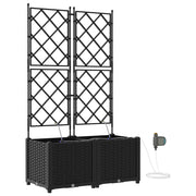 Set di 2 pratiche fioriere da giardino 80 x 40 x 142 cm con sistema di irrigazione stile moderno acciaio nero 02_0058549
