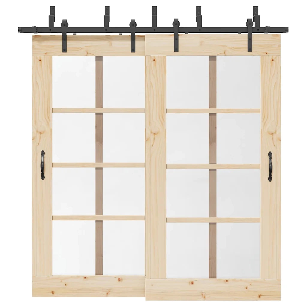 vidaXL Kit di Binari per Porte Scorrevoli 213,5 cm Acciaio Nero