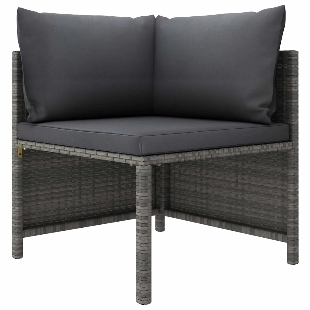 Set Divani da Giardino 6 pz con Cuscini in Polyrattan Grigio 3059757
