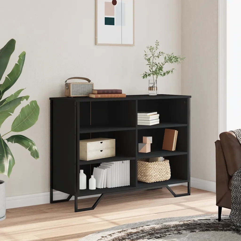 Credenza | Madia | Buffet da pranzo | Armadio da pranzo Nera 101x35,5x74,5 cm in Legno Multistrato