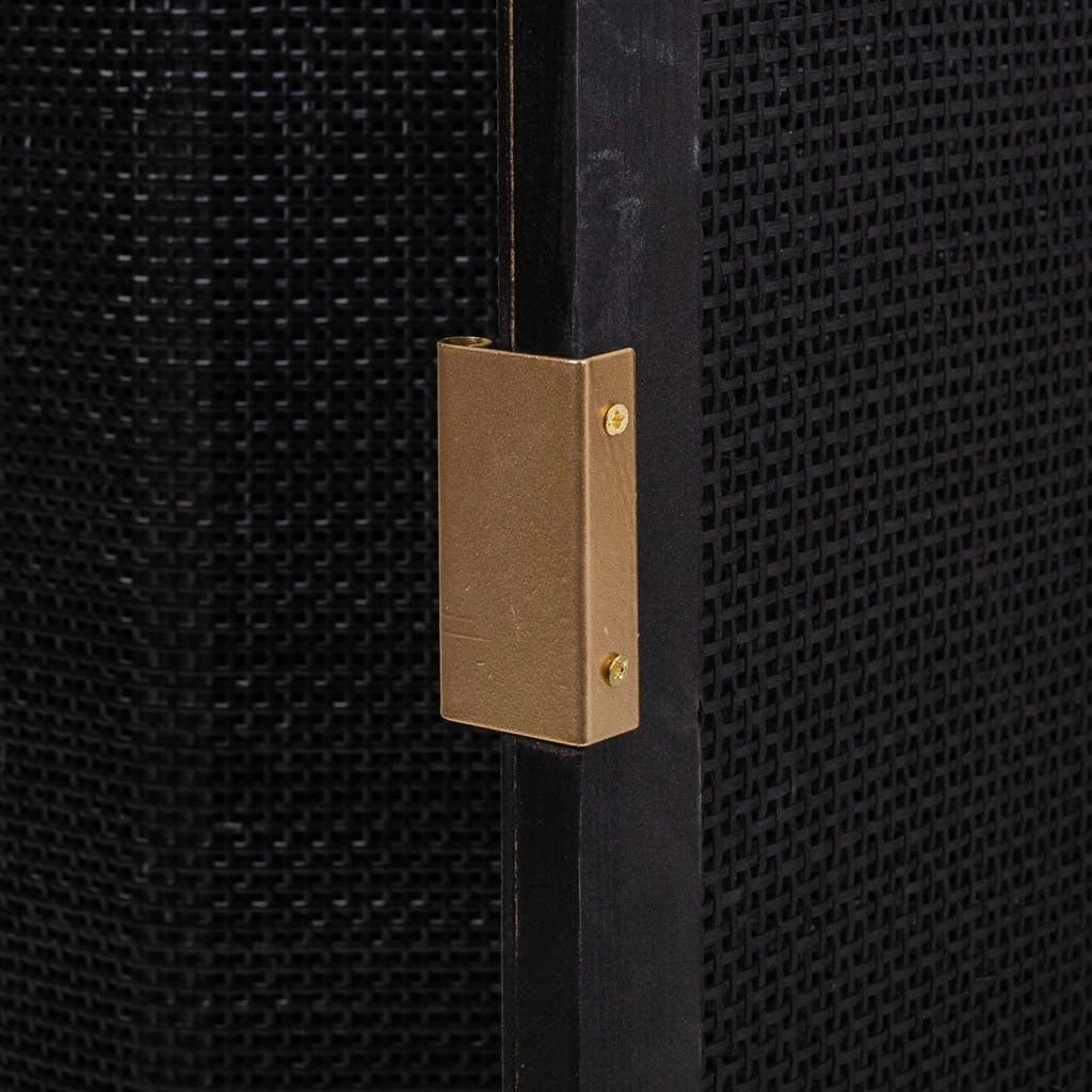 Credenza in legno laccato nero e griglia 118x37x80h