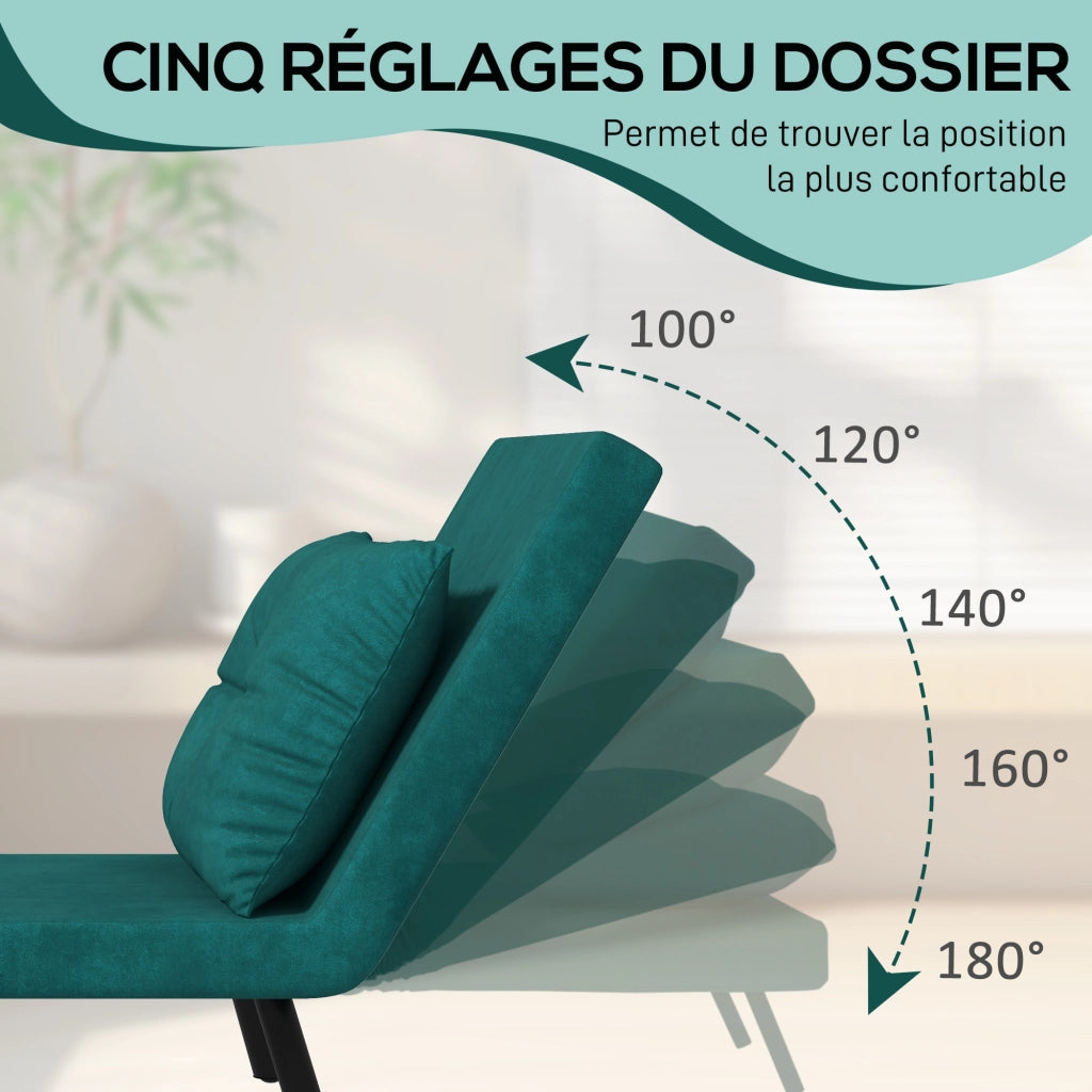 Poltrona letto 1 posto regolabile ¨C zephmum ¨C 63x73x81 cm verde tessuto velluto