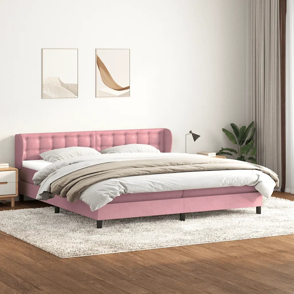 Giroletto a Molle con Materassi Rosa 180x210 cm in Velluto 3317876