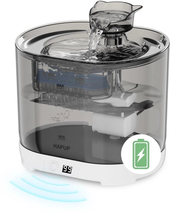 Fonteino automatico per gatti 2,2L alimentato da batterie con sensore di movimento Fonteino silenzioso per gatti con pompa di filtrazione sostituibile