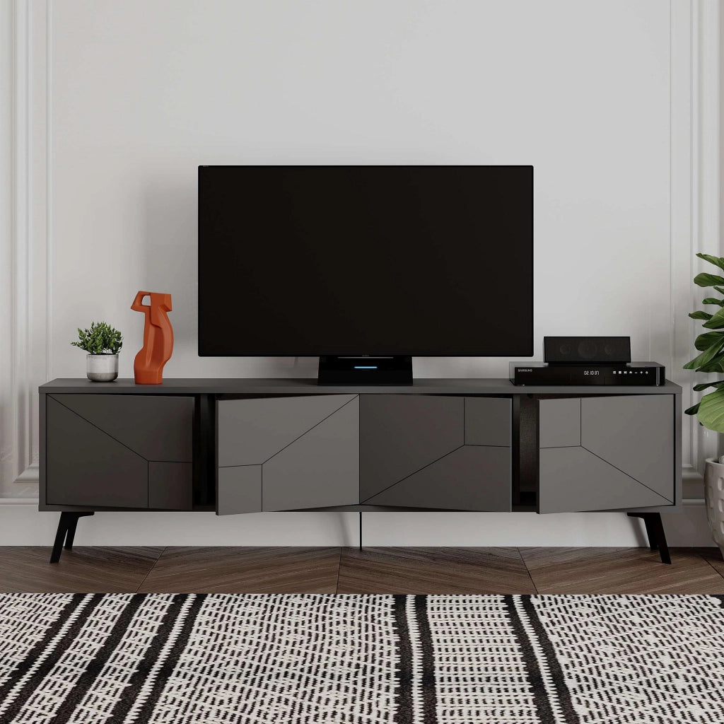 Porta TV in legno "Dune" - 180 x 29 x 50 cm - Grigio antracite