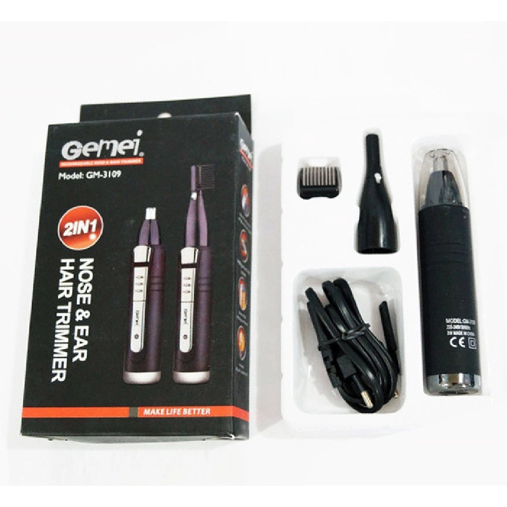 Trade Shop - Trimmer Rifinitore 2 In 1 Elettrico Batteria Ricaricabile Per Barba Naso Gm-3109 -