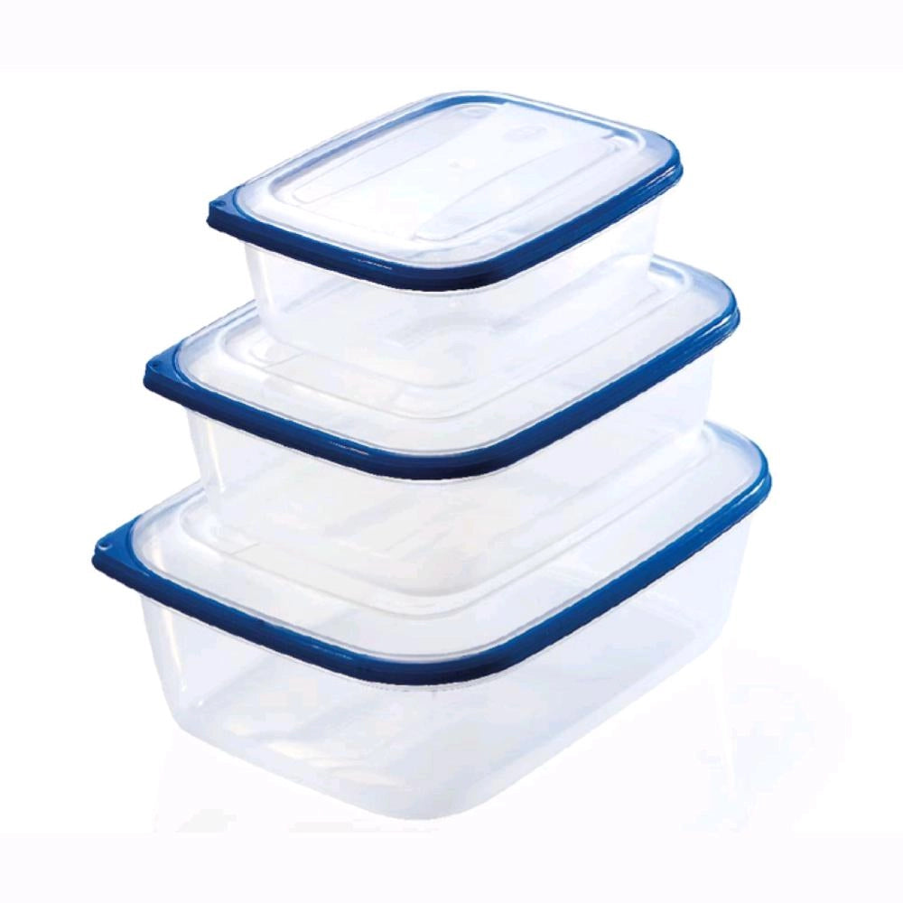 Tris di Contenitori Rettangolare per Alimenti in polipropilene Litro da Frigo 3 Pezzi
