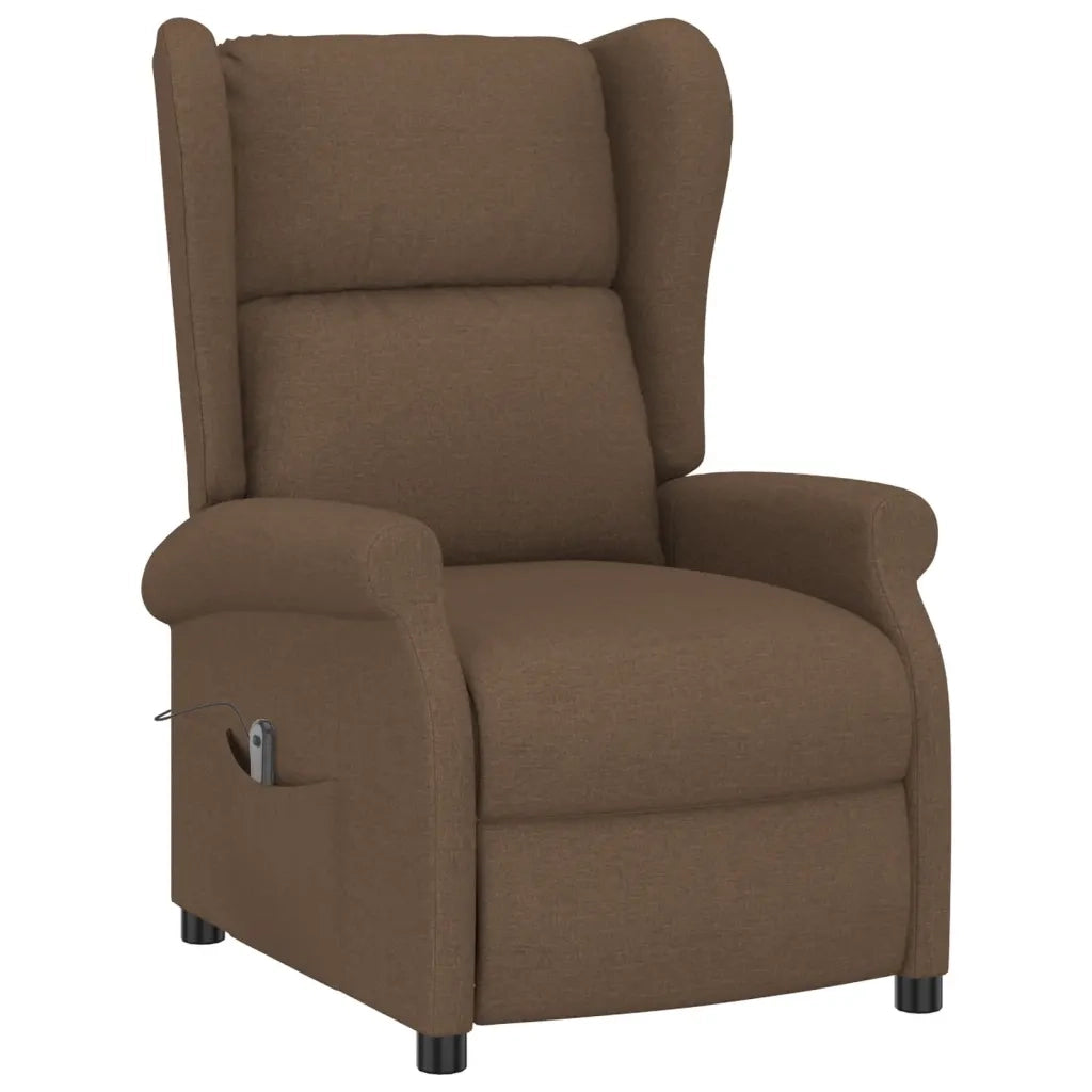 Poltrona ad Ala Reclinabile Elettrica Marrone in Tessuto 3098323