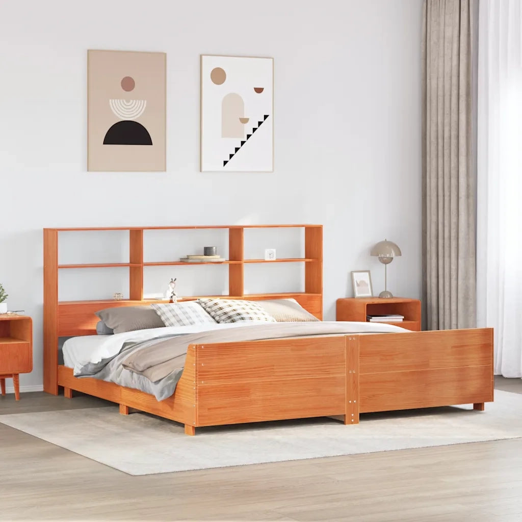 vidaXL Giroletto senza Materasso Marrone Cera 200x200 cm Legno di Pino