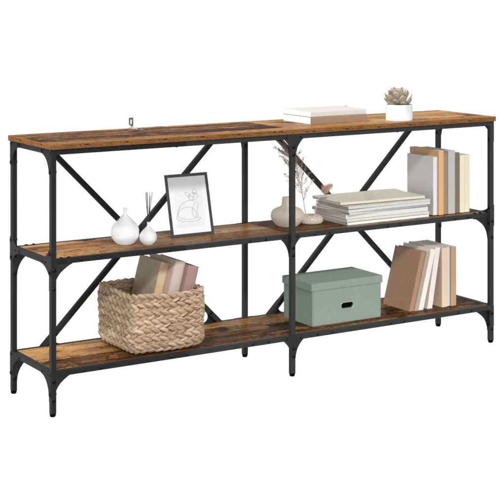 Tavolo Consolle | Tavolo d'Ingresso con lo scaffale Legno vecchio 160 x 30 x 75 cm