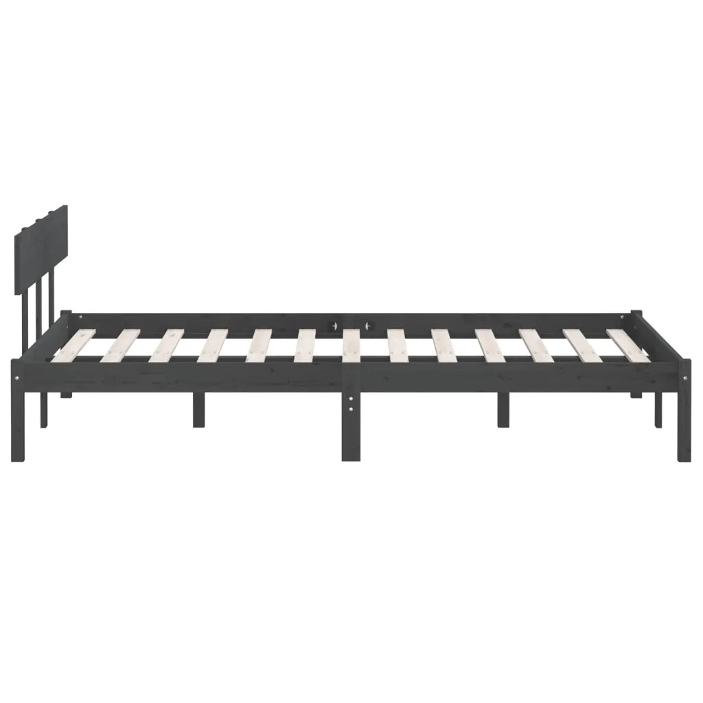 Giroletto-Struttura Letto Grigio in Legno Massello 120x190 cm Small Double 960224