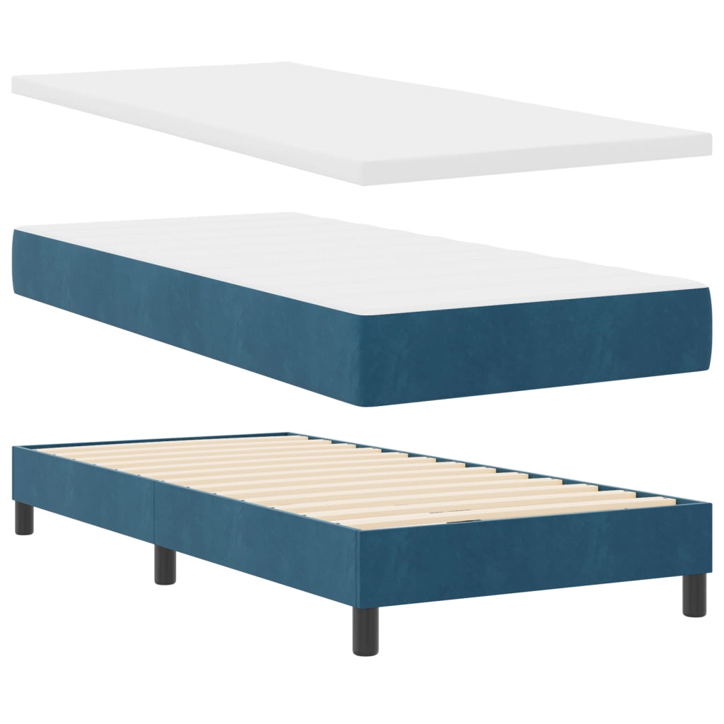 Letto a box spring con materasso & LED Blu scuro 90x190 cm Velluto