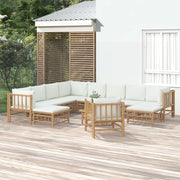 Set Salotto da Giardino 12pz con Cuscini Bianco Crema in BambÃ¹cod mxl 76328