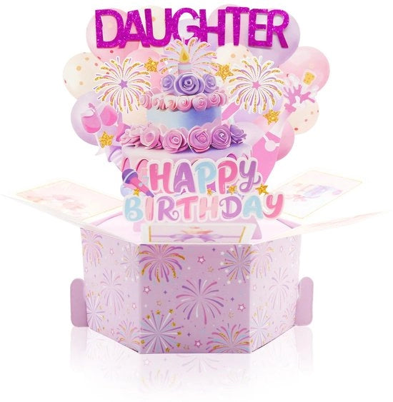 Carte di auguri 3D a pieghe per bambina - Card per figlia - Regalo personalizzato - Carta di auguri per festa - Prodotto curato - Carta di auguri per bambina