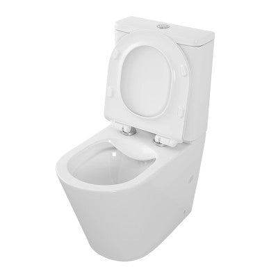 WC filomuro monoblocco Rimless bianco con sedile soft-close Tygo