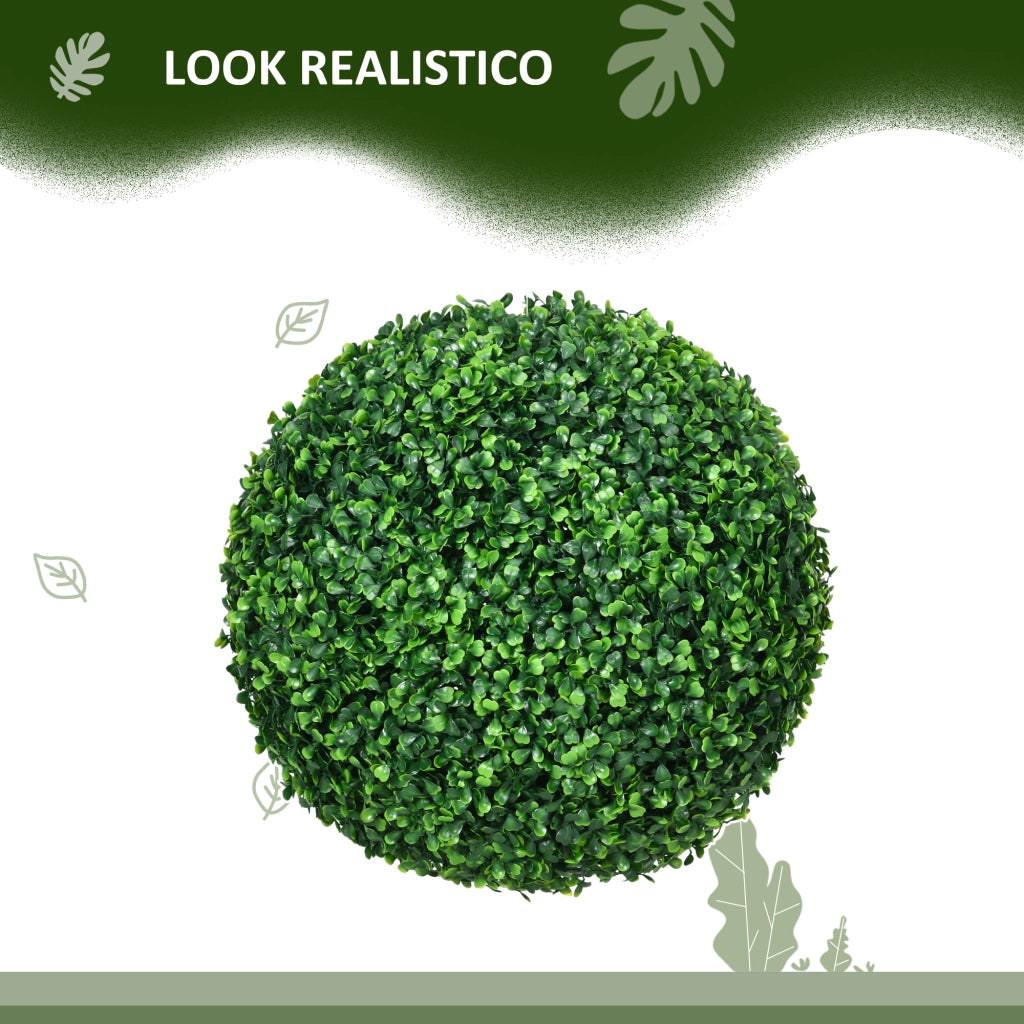 Set 2 Piante Finte Sfera Bosso ?40cm ¨C zephmum ¨C Verde per Interno ed Esterno