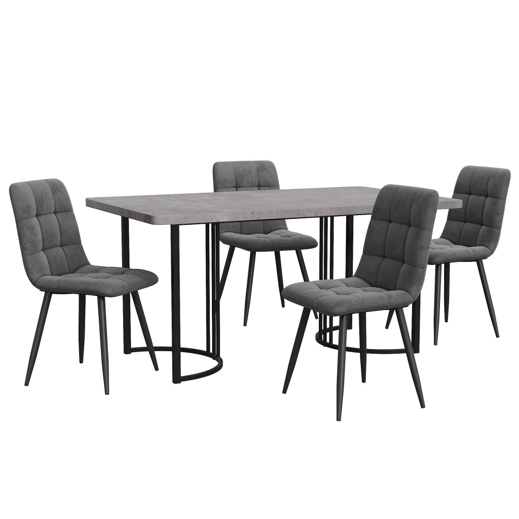 Set tavolo e 4 sedie 140x80 cm; design moderno; MDF; grigio