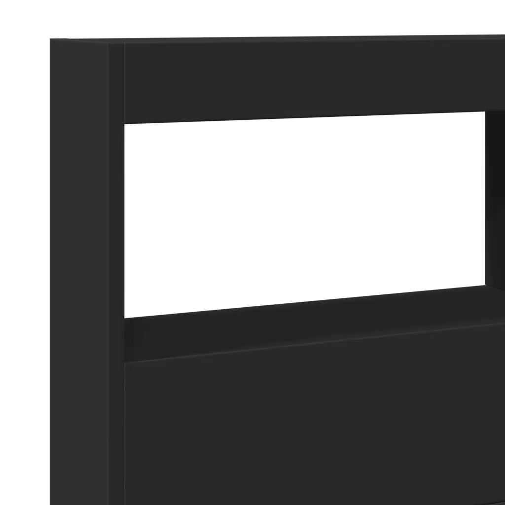 Testiera con Contenitore a LED Nera 140x17x102 cm 839197